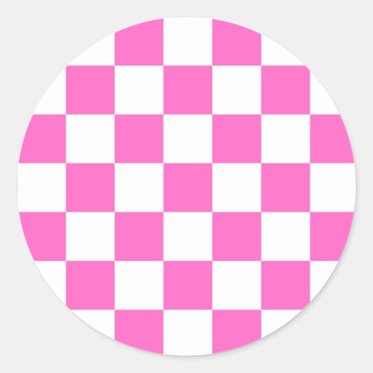 Sticker Rond Damier rose visuel classique  (Devant)