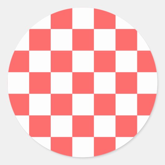 Sticker Rond Damier rouge corail classique (Devant)