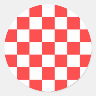 Sticker Rond Damier rouge visuel classique