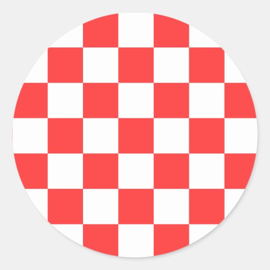 Sticker Rond Damier rouge visuel classique (Devant)