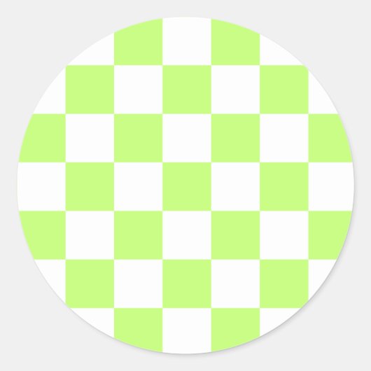 Sticker Rond Damier vert citron visuel classique  (Devant)