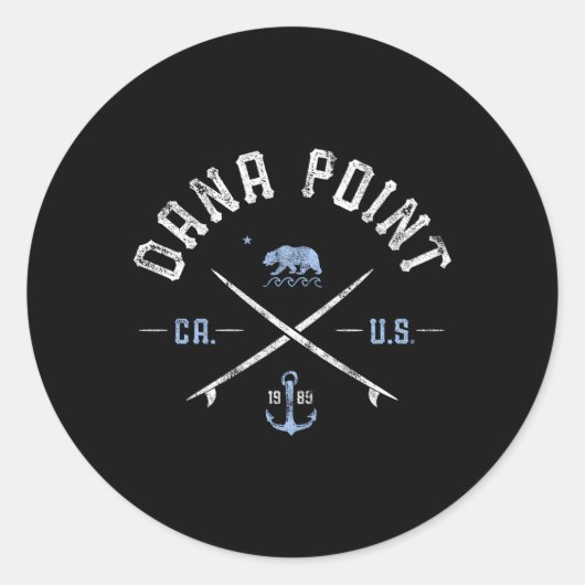 Sticker Rond Dana Point California Surfing Travel (Devant)