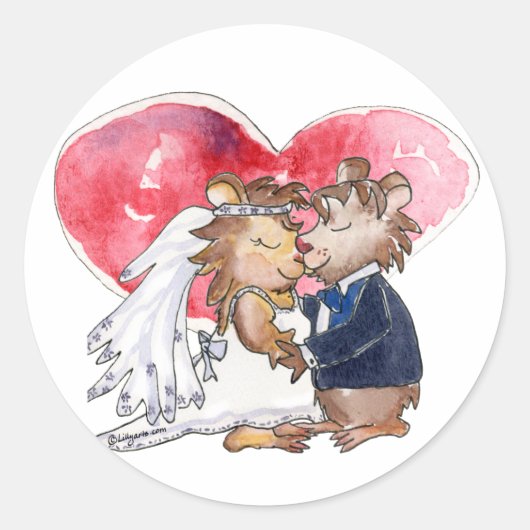 Sticker Rond Dance Couple Mariage de dessin animé (Devant)