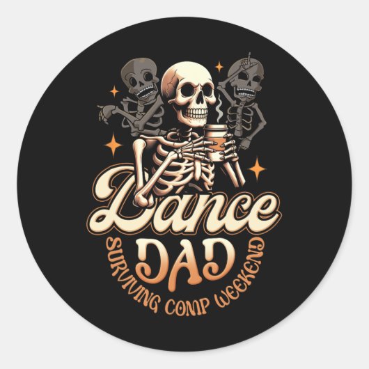 Sticker Rond Dance Dads Survie Comp Week-end Danser Skeleton (Devant)