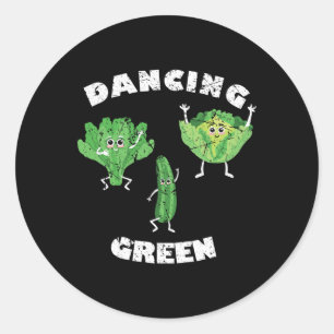Sticker Rond Dancing Green I Funny Vegan Vegans Vegans Vegetari