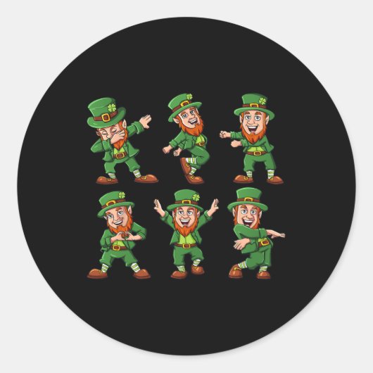 Sticker Rond Dancing Leprechauns St Patrick's Day Fun Boys Girl (Devant)