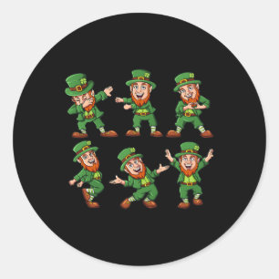 Sticker Rond Dancing Leprechauns St Patrick's Day Fun Boys Girl