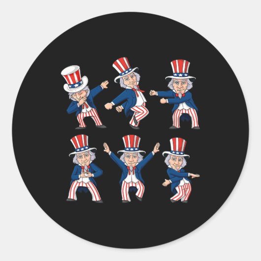 Sticker Rond Dancing Oncle Sam 4 juillet Dance Challenge Garçon (Devant)