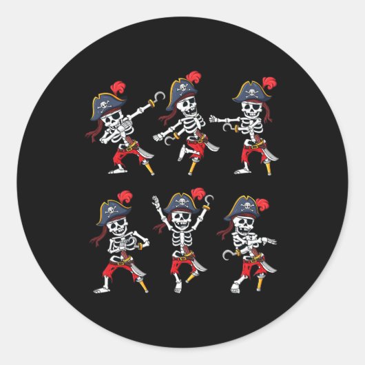 Sticker Rond Dancing Pirate Skeletons Dance Challenge Boys (Devant)