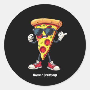 Sticker Rond Dancing Pizza Slice Un Design Jouant Et Délicieux