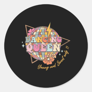 Sticker Rond Dancing Queen Foral 17e anniversaire Disco Ball