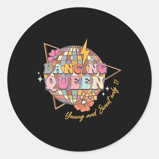 Sticker Rond Dancing Queen Foral 17e anniversaire Disco Ball (Devant)