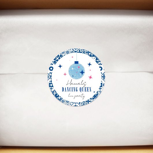 Sticker Rond Dancing Queen grec Disco musical Hen Party
