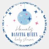 Sticker Rond Dancing Queen grec Musical disco baby shower (Devant)