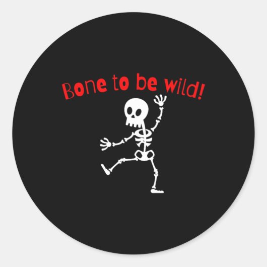 Sticker Rond Dancing Skeleton Halloween Funny Bone Wild (Devant)