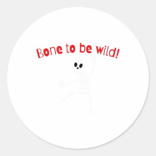 Sticker Rond Dancing Skeleton Halloween Funny Bone Wild (Devant)