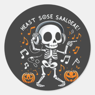 Sticker Rond Dancing Skeleton Halloween Music Party T-shirt
