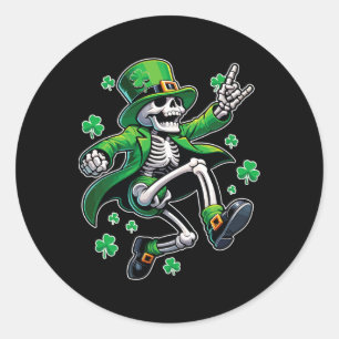 Sticker Rond Dancing Skeleton Leprechaun St. Patrick's Day
