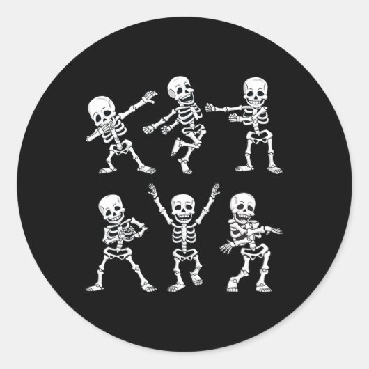 Sticker Rond Dancing Skeletons Dance Challenge Boys Girl (Devant)