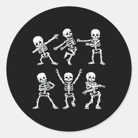 Sticker Rond Dancing Skeletons Dance Challenge Boys Girl (Devant)