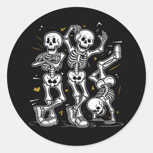 Sticker Rond Dancing Skeletons Dance Challenge Halloween (Devant)