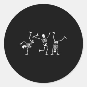 Sticker Rond Dancing Skeletons Dance Challenge Halloween effray