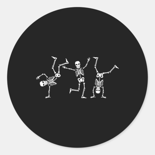 Sticker Rond Dancing Skeletons Dance Challenge Halloween effray (Devant)