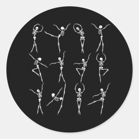 Sticker Rond Dancing Skeletons Danseurs de Ballet Éffrayants Yo (Devant)
