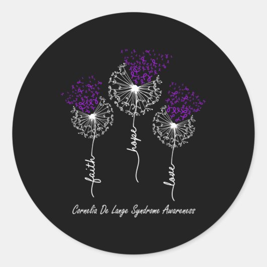 Sticker Rond Dandelion de sensibilisation au syndrome de Cornel (Devant)