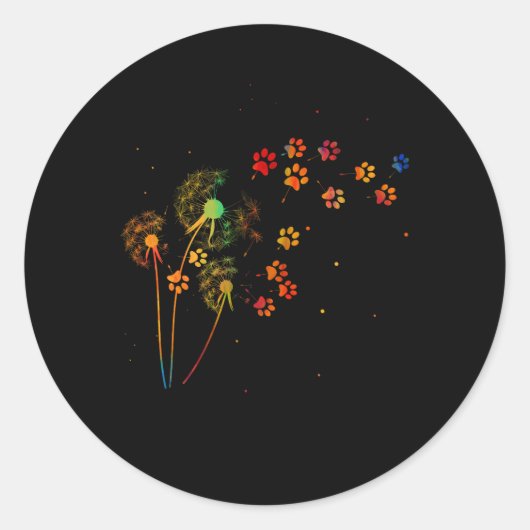 Sticker Rond Dandelion Empreinte de patte Tie Dye Amoureux des (Devant)
