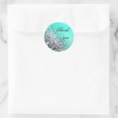 Sticker Rond Dandelion Fleurs Aqua Mariage bleu Merci (Sac)