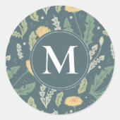 Sticker Rond Dandelion Floral Weed Motif (Devant)