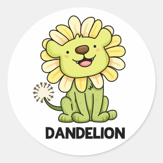 Sticker Rond Dandelion Funny Lion Pun (Devant)