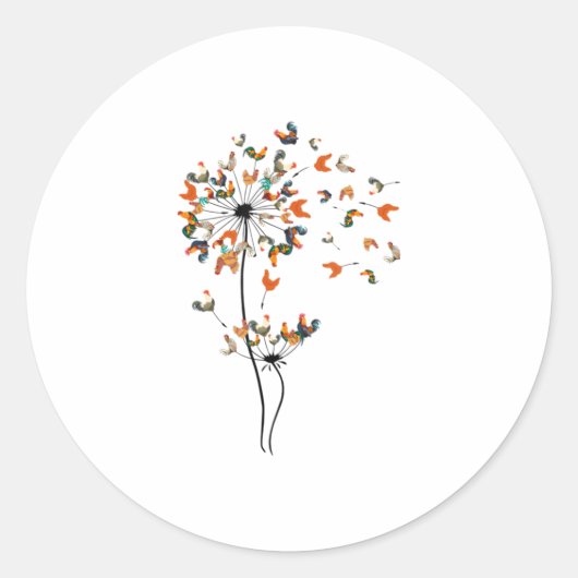 Sticker Rond Dandelion Poulet Fleur Floral Poulet farine (Devant)