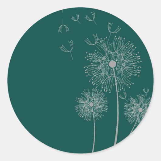 Sticker Rond Dandelion pure moderne fleurie turquoise (Devant)