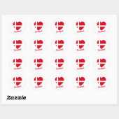 Sticker Rond Danemark - Coeur du drapeau (Feuille)