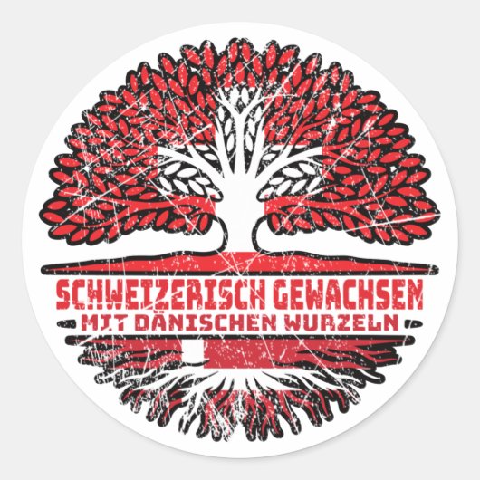 Sticker Rond Dänemark Dänisch Schweizer Schweiz Baum Wurzel (Devant)