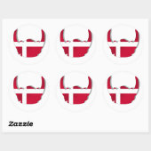 Sticker Rond Danemark Danois Viking Dansk Casque (Feuille)
