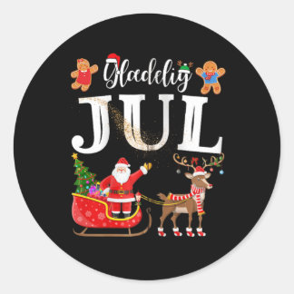 Sticker Rond Danemark Glæ delig Jul Danois Joyeux Noël Glæ del