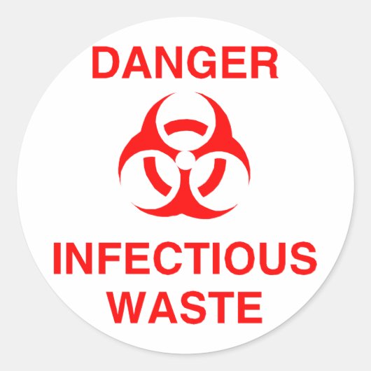 Sticker Rond Danger Déchets infectieux (Devant)