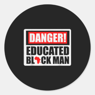 Sticker Rond Danger homme noir éduqué histoire noire blm noir