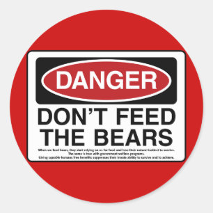 Sticker Rond DANGER : Ne nourrissez pas les ours