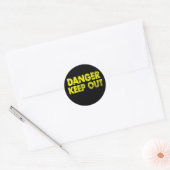 Sticker Rond Danger Restez en dehors (Enveloppe)