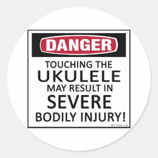 Sticker Rond Danger Ukulele