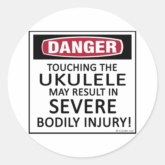 Sticker Rond Danger Ukulele (Devant)