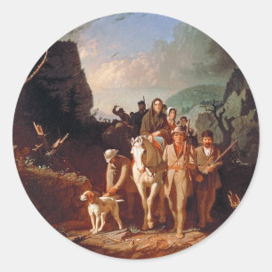 Sticker Rond Daniel Boone escortant des colons 