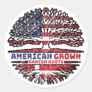 Sticker Rond Danish Denmark US American États-Unis Tree