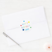 Sticker rond d'anniversaire coloré Confetti heureu (Enveloppe)