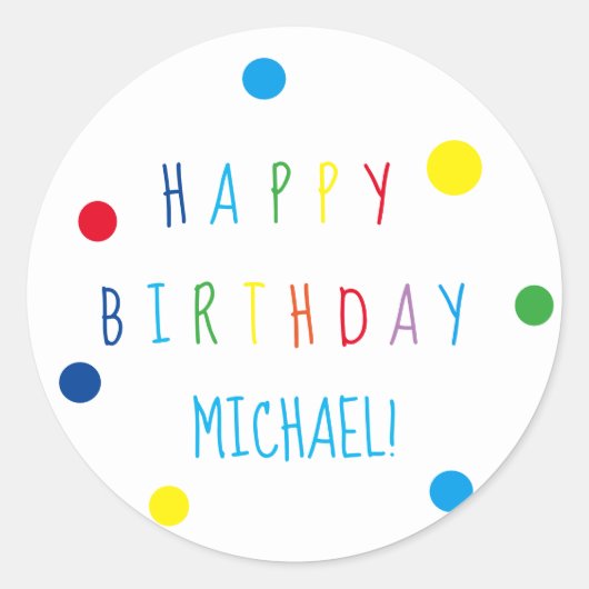 Sticker rond d'anniversaire joyeux pour enfants co (Devant)