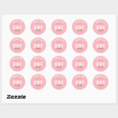 Sticker rond d'anniversaire rose ONE (Feuille)
